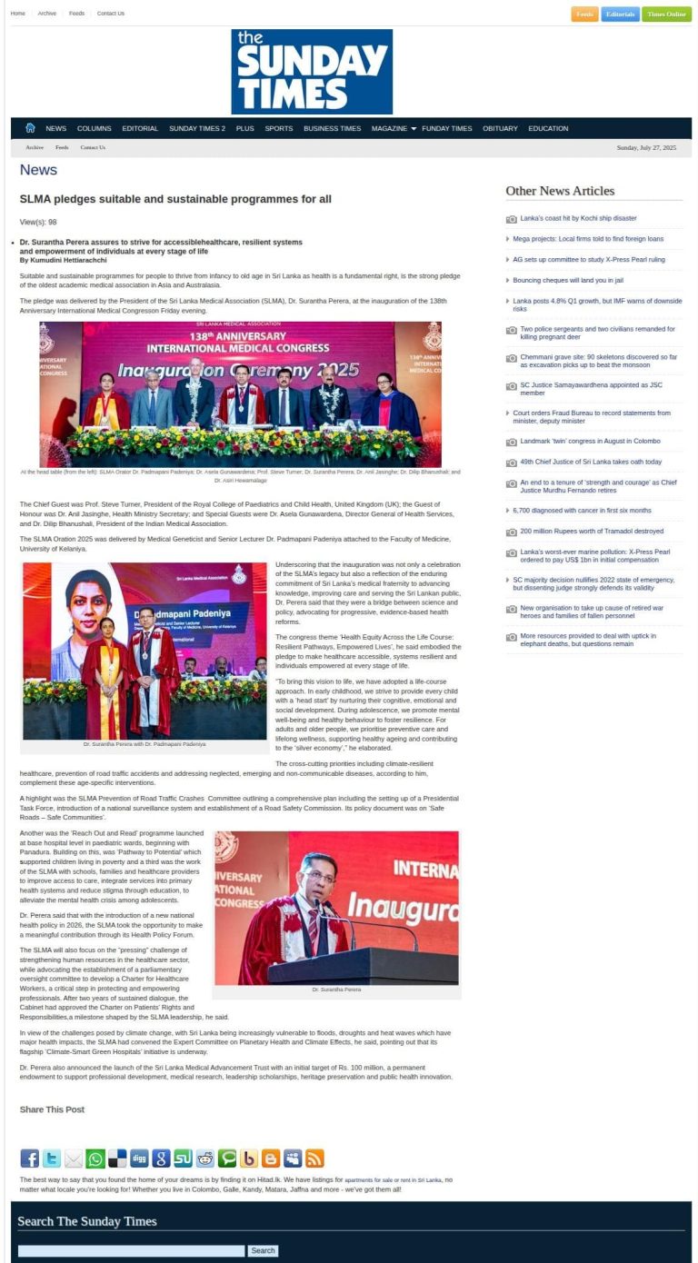 SLMA Pledges Suitable and Sustainable Programmes for All
