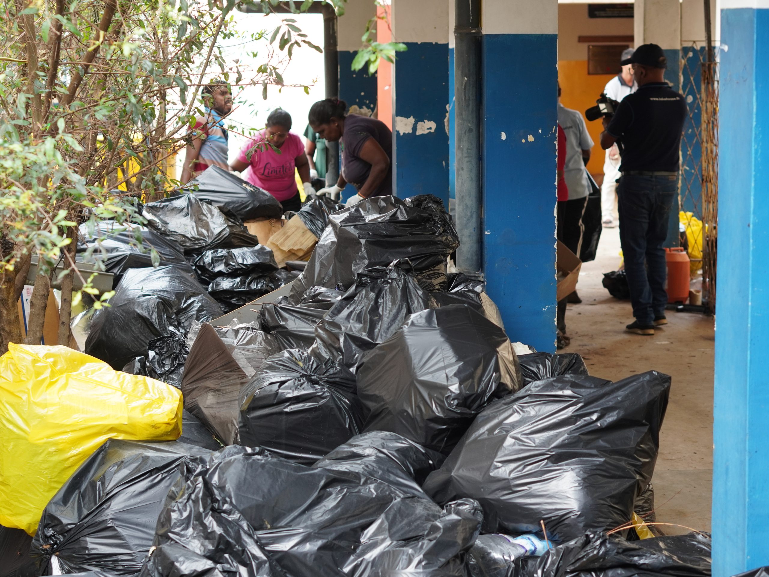 Chilaw Hospital Experiencing a Massive waste management crisis after the floods. Infective, Hazardous waste material piling up on the sides of hospital corridoors.
