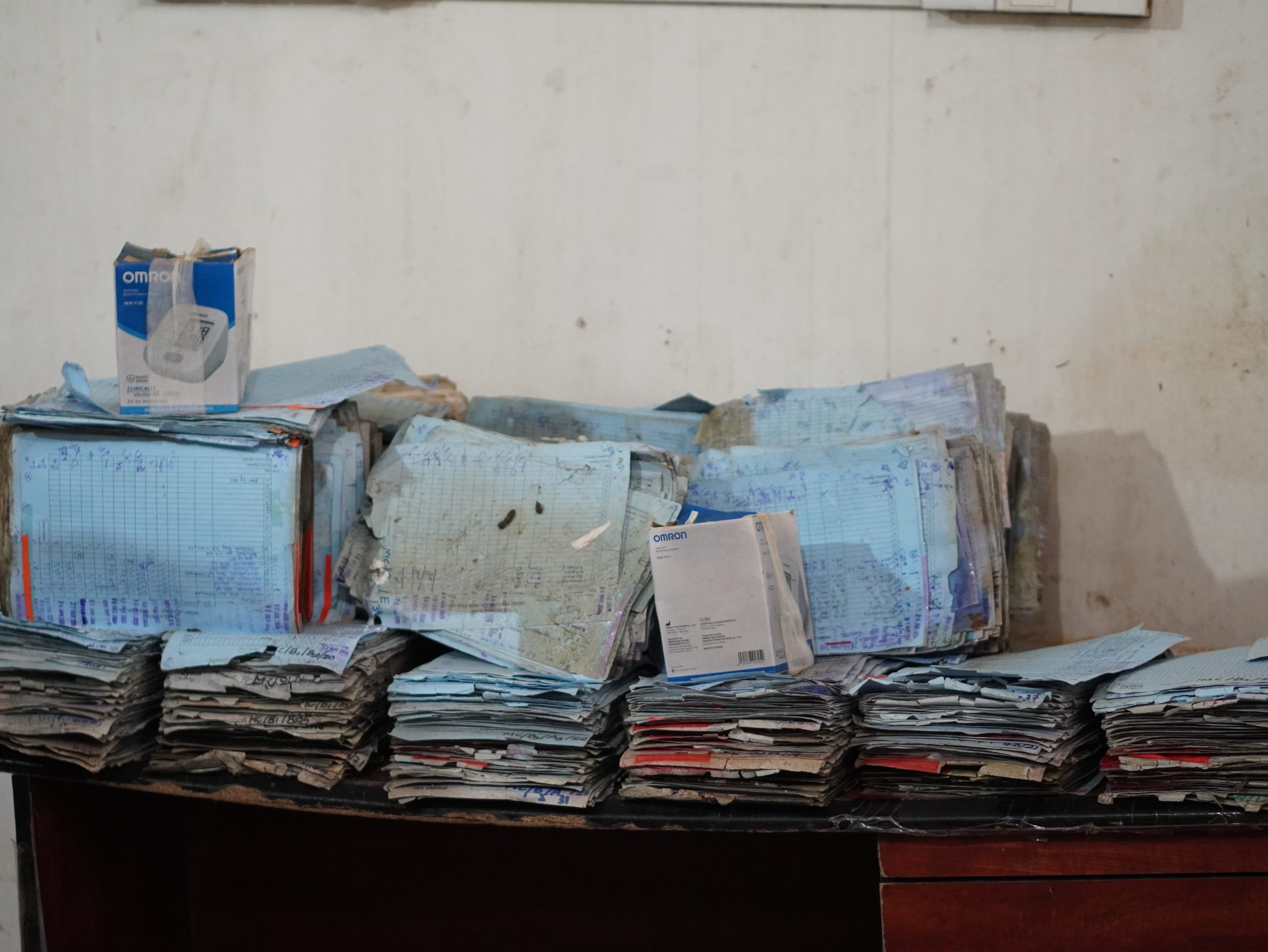 Thousands of medical records put to dry after they were soaked during the floods in chilaw district general hospital.